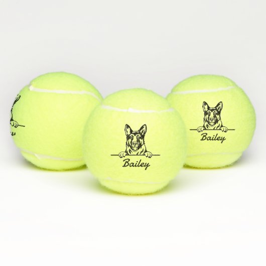 Balles De Tennis Nom personnalisé mignon Jouet berger allemand (Multiple)