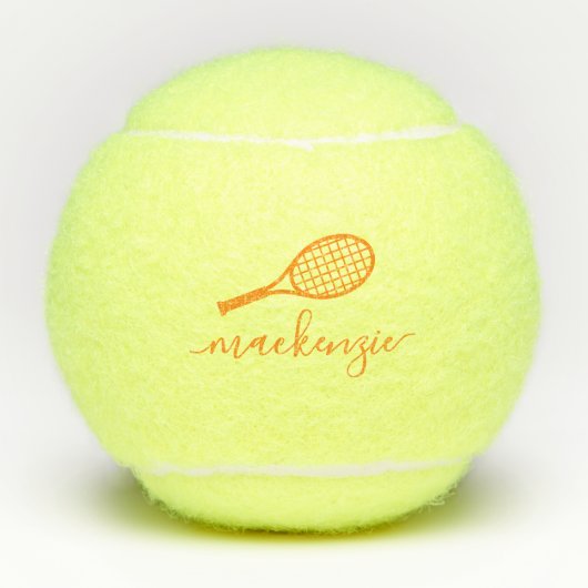Balles De Tennis Orange de script monogramme personnalisé (Devant)