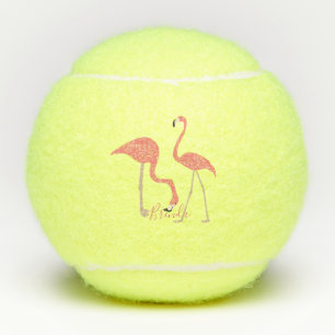 Balles De Tennis Paire De Flamants roses Roses Monogrammes