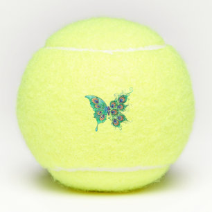 Balles De Tennis Papillon aux plumes de paon vert