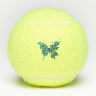 Balles De Tennis Papillon aux plumes de paon vert