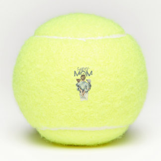 Balles De Tennis Personalized Super Mom with Son and Daughter Gift
