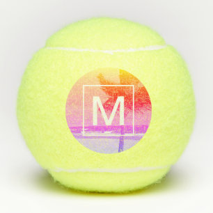 Balles De Tennis Plage tropicale Ocean Pink Monogram Tennis Balls