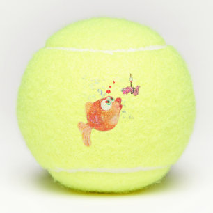 Balles De Tennis Poisson amusant et Worm Love Cartoon Tennis Balls