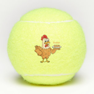 Balles De Tennis Poulet avec oeufs sur plaque de dessin animé