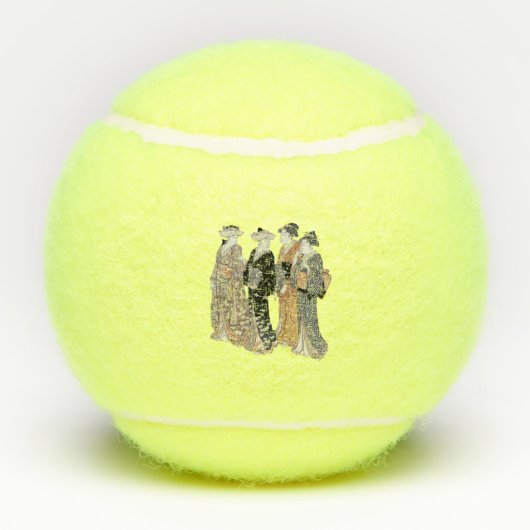 Balles De Tennis Quatre Japonaises Geisha Femmes Vêtements Traditio (Dos)