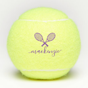 Balles De Tennis Raquettes violettes avec nom Personnalisé 
