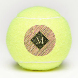 Balles De Tennis Rayures Monogrammes modernes Yellow Gold Rose