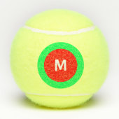 Balles De Tennis Rouge Vert blanc initial (M) Monogramme 4Mark (Dos)