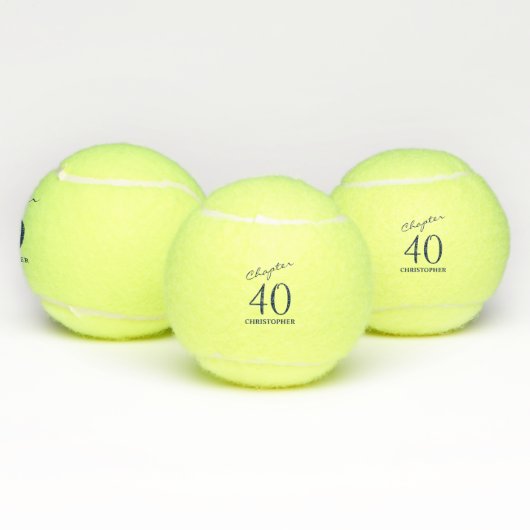 Balles De Tennis Script bleu 40e anniversaire (Multiple)