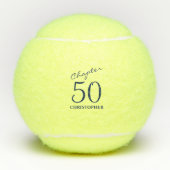 Balles De Tennis Script bleu 50e anniversaire (Devant)