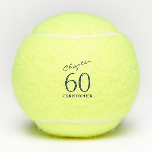 Balles De Tennis Script bleu 60e anniversaire (Devant)