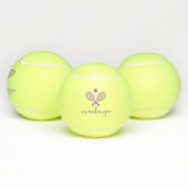 Balles De Tennis Script Personnalisé Élégant Purple Croisé Raquette (Multiple)