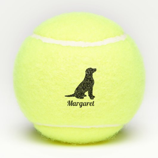 Balles De Tennis Silhouette noire personnalisée de Labrador (Dos)
