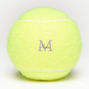 Balles De Tennis simple ajout de nom minimal monogramme rose rouge