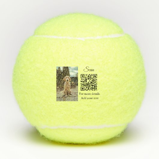 Balles De Tennis Simple animal name details QR code add text photo (Devant)
