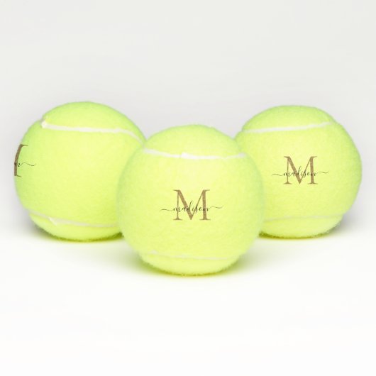 Balles De Tennis Simple Black Gold Monogramme Élégant Script fémini (Multiple)