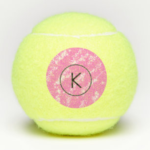 Balles De Tennis simple minimal blanc monogramme paillettes rose ea