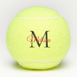 Balles De Tennis Simple moderne monogramme noir rouge