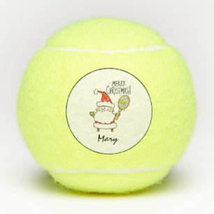 Balles De Tennis Tennis Santa Claus Joyeux Noël avec raquette