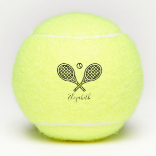 Balles De Tennis Tennis Thème Élégant Script Monogramme Nom Tennis 