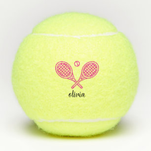 Balles De Tennis Tennis Thème Girly Pink Monogramme Nom