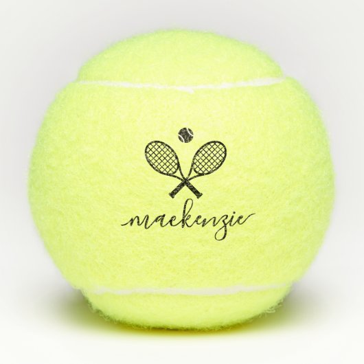 Balles De Tennis Texte de script élégant personnalisé (Devant)
