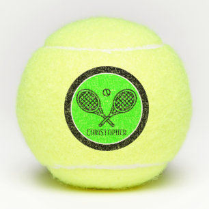 Balles De Tennis Thème de tennis Nom Monogramme vert Bals de tenni