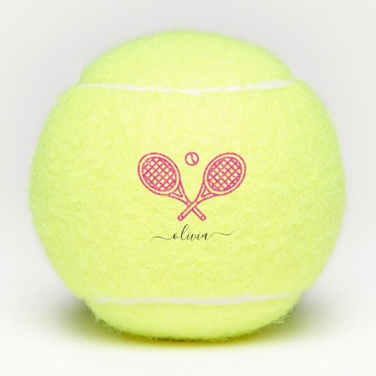 Balles De Tennis Thème de tennis Pink Girly Monogramme Nom (Devant)