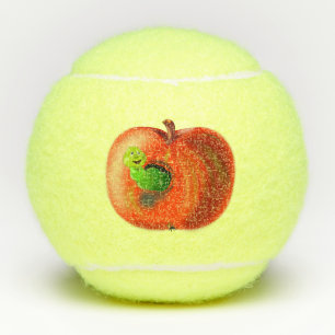 Balles De Tennis Ver heureux à Apple rouge