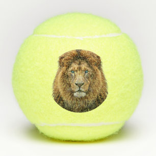 Balles De Tennis Visage de lion majestueux aux yeux bleus Faune A