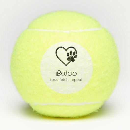 Balles De Tennis White Dog Name Tennis Ball 'toss, fetch, repeat' (Devant)