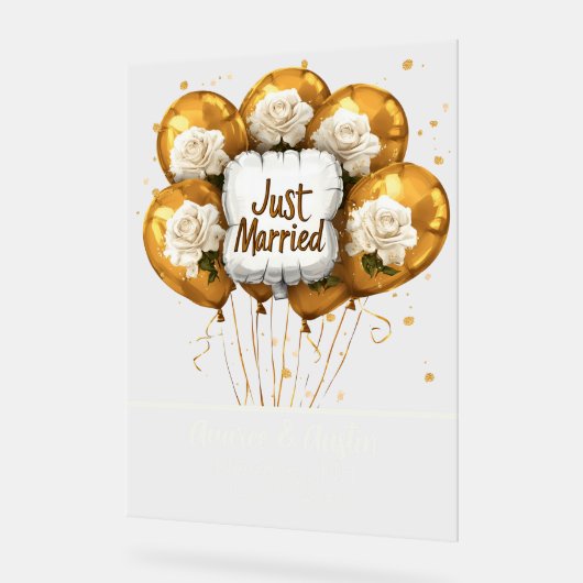 Balles d'or simplement mariées Roses blanches (Angle)