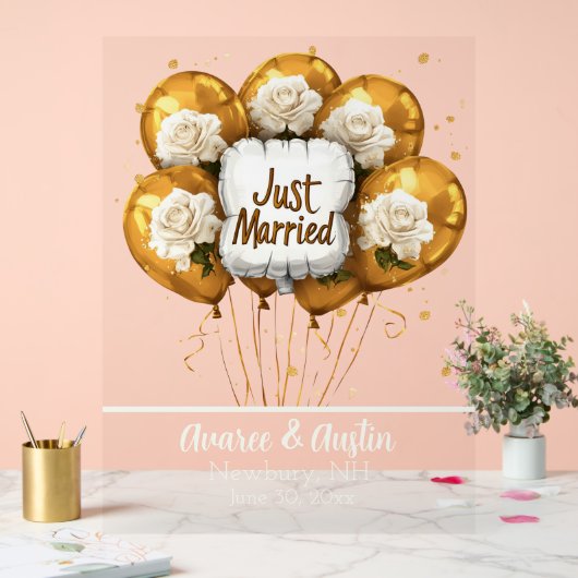 Balles d'or simplement mariées Roses blanches (Mariage)