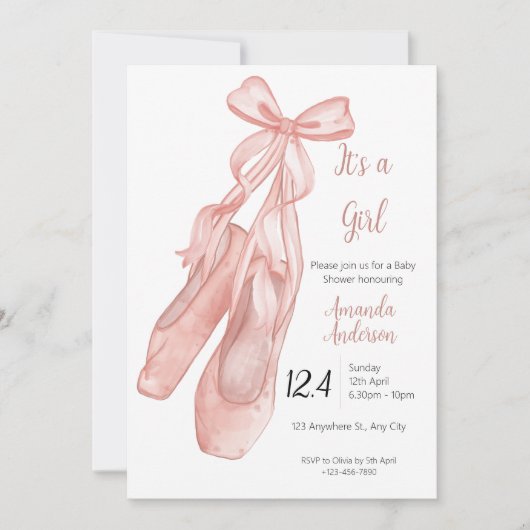 Ballet Baby Shower Invitation for Girls (Devant)
