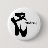 Ballet Ballerina Black Pointe Shoes Custom Button (Voorkant)