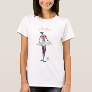 Ballet Ballerina en T-shirt rose Tutu blanc