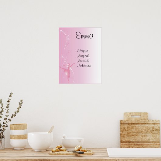 Ballet Ballerina Girls Nom Poster d'art Imprimer (Cuisine)
