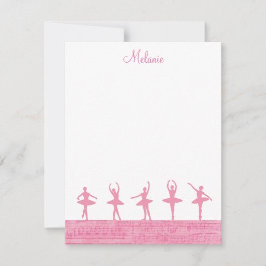 Ballet Ballerina Girly Pink Sjabloon Note Card (Voorkant)