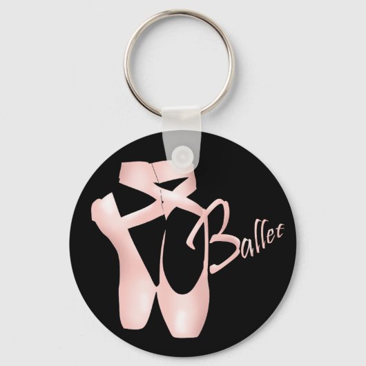 Ballet Ballerina Pink Pointe Shoes Basic Sleutelhanger (Voorkant)