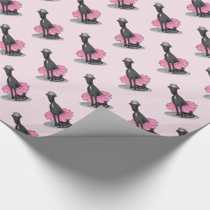 Ballet Ballerina Princess Greyhound Dog (zwart) Cadeaupapier