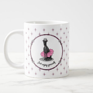 Ballet Ballerina Princess Greyhound Dog (zwart) Extra Grote Beker