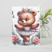 Ballet Bear Birthday Invitation (Debout devant)