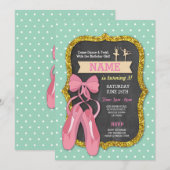 Ballet Birthday Party Tutu Ballerina Girls Invite Kaart (Voorkant / Achterkant)