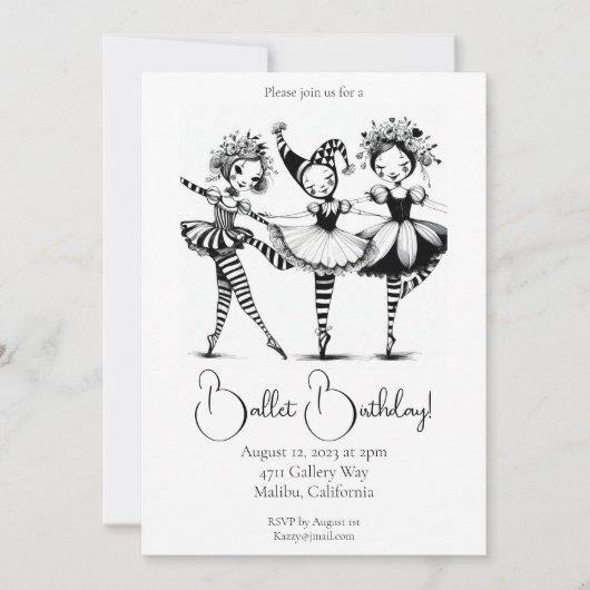 Ballet Birthday Uitnodiging (Voorkant)
