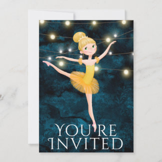 Ballet Blue en Geel blond Ballerina Birthday Kaart
