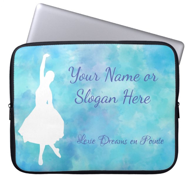 Ballet Blue Waterverf Laptop Mouw  Sleeve (Voorkant)