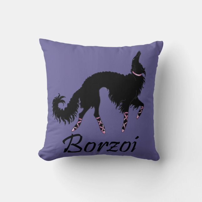 Ballet Borzoi Schoonheid in het zwart Kussen (Voorkant)
