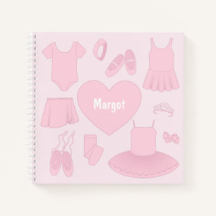 Ballet Clothes Square Notebook - Roze achtergrond Notitieboek
