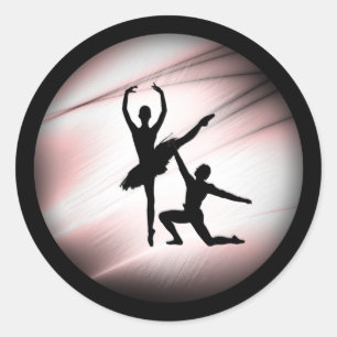 Ballet Couple Dance Pink Accent Ronde Sticker
